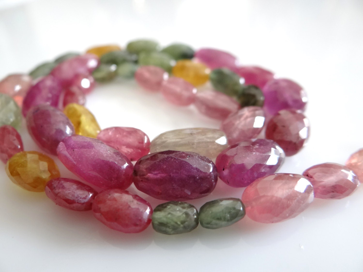 1/2 Strand--Amazing, Bright Multi Sapphire Faceted Nuggets