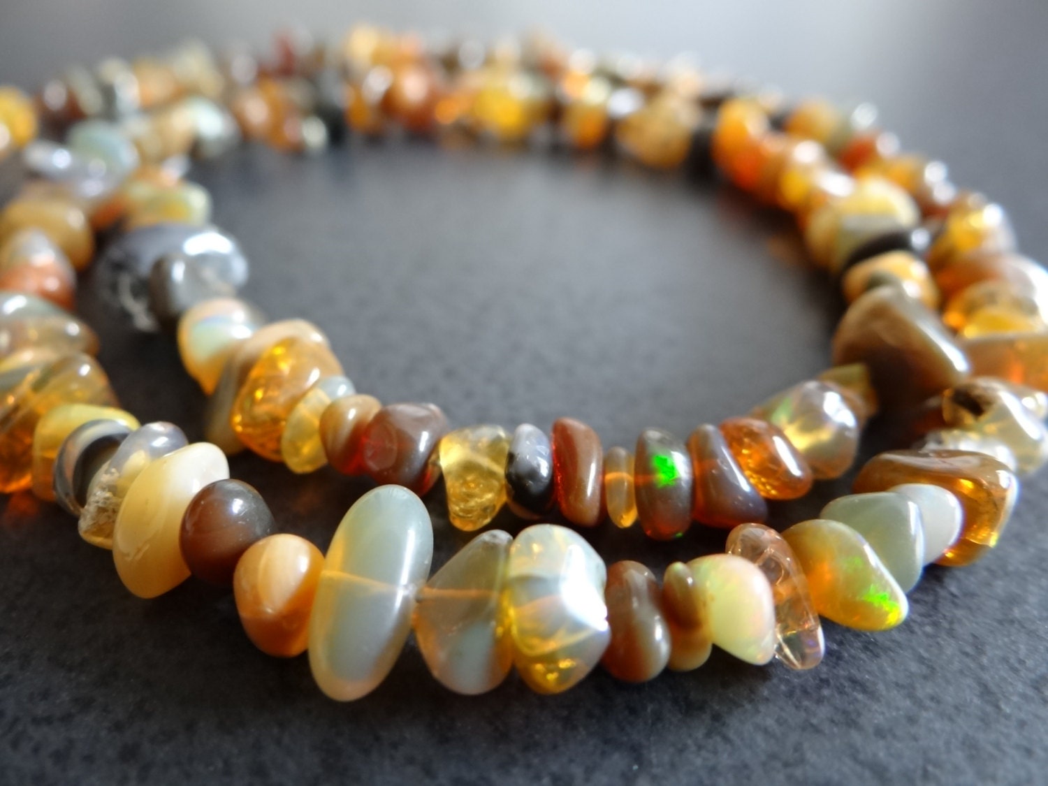 1/2 Strand---Shaded Ethiopian Opal Smooth Chip Nuggets