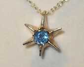 Genuine Blue Sapphire in Sterling Star Pendant Necklace