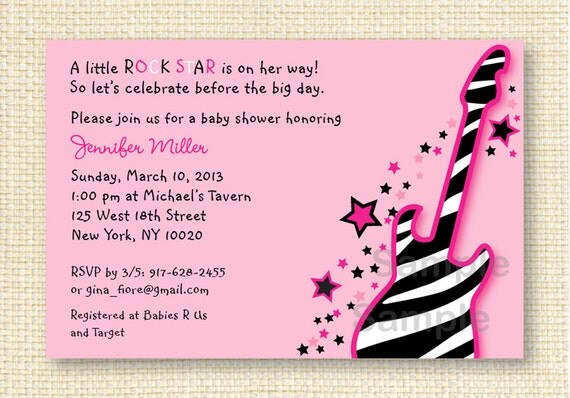 Rock Star Girl Baby Printable Shower Invitation Il_570xn