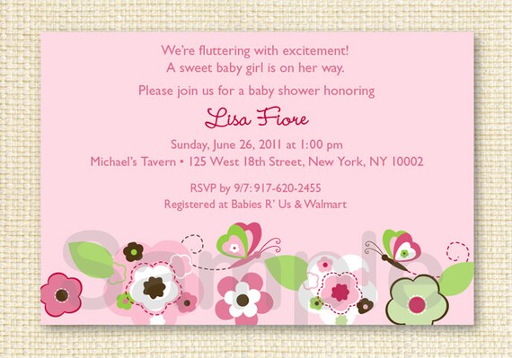 Bohemian Butterfly Flower Printable Baby Shower Invitation Il_570xn
