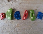 Sale - Wood Sewing Buttons - Mixed pack of 6 - Flower, Star, Spot - Handmade Wooden Buttons