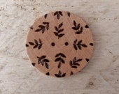 Large Wood Sewing Button - Leaf Design -  38 mm -  Nature Pattern - Art and Craft Supplies
