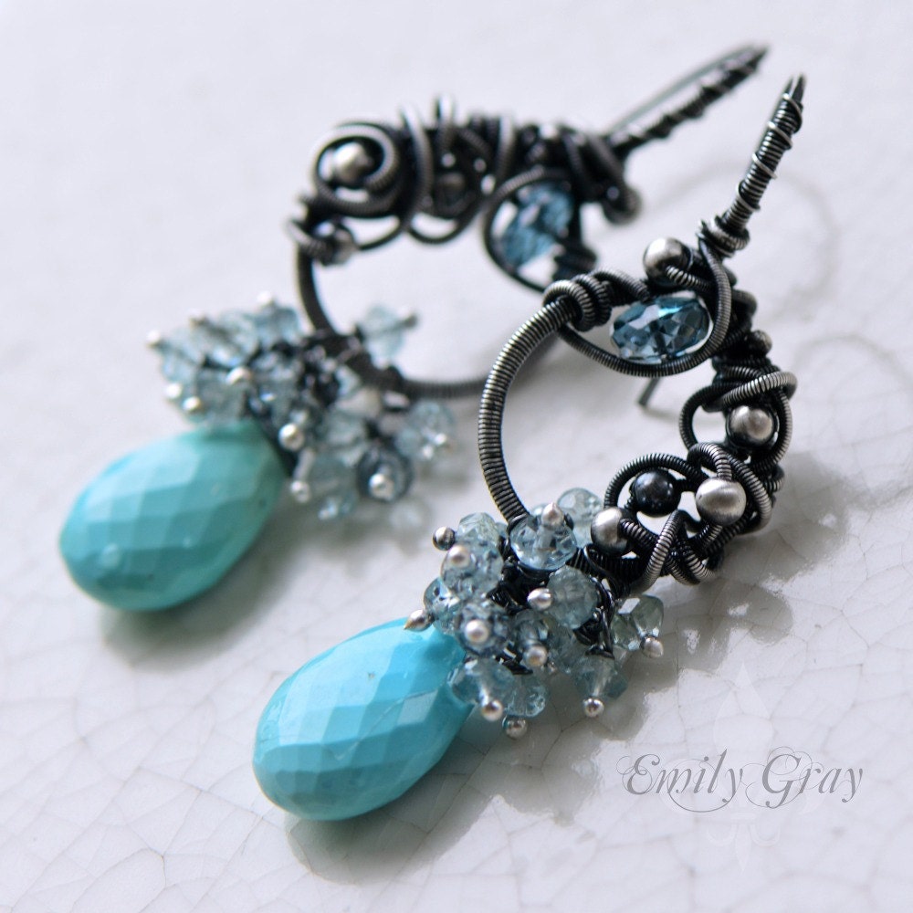 RESERVED oOo The AQUA CASCATA Earrings oOo (payment 3/4)