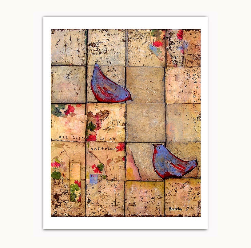 Wall Art Love Birds Print 8X10 All Life is An Experiment Couple