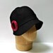 Cloche Hat - Black Linen with Red Buckle - Made to Order