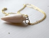 Pearly Ivory Iridescent Stone Necklace on Gold or Silver 18 inch Necklace Chain