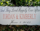 And They Lived Happily Ever After Wood Wedding Sign Custom Name Date Wedding Decoration