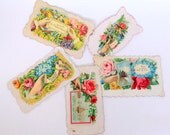 SALE Victorian Hidden Name Calling Card Victorian Scrap Lot of 5