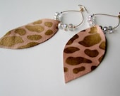 Kitty -Painted Leather Hoop Earrings