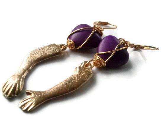 Purple Heart and Milagro Arm Earrings
