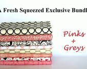 a fresh-squeezed exclusive fat quarter bundle (pinks and greys)--misc. designers--8 pieces--2 yards total