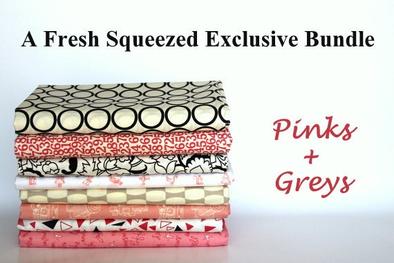 a fresh-squeezed exclusive half yard bundle (pinks and greys)--misc. designers--8 pieces--4 yards total