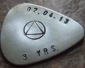 Handstamped Guitar Pick - AA Symbol Recovery Jewelry