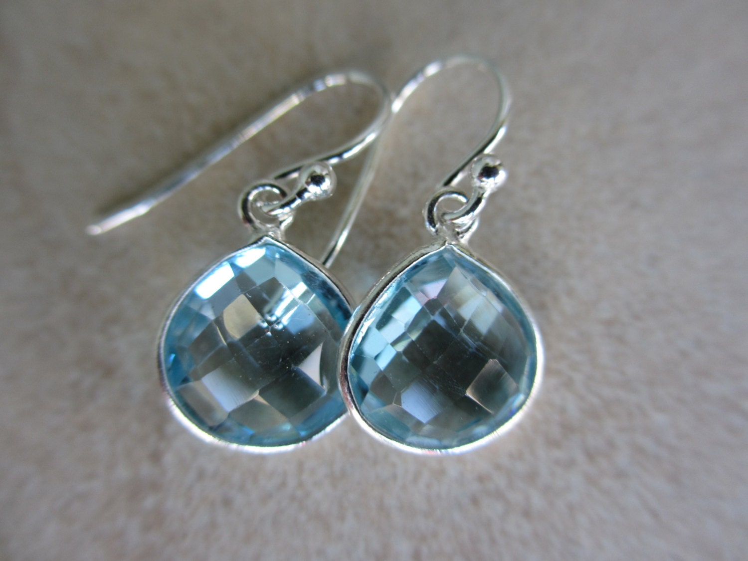 Blue Topaz Silver Earrings, December Birthstone, Drop, Small, Lightweight, Sky Blue Topaz, Irisjewelrydesign