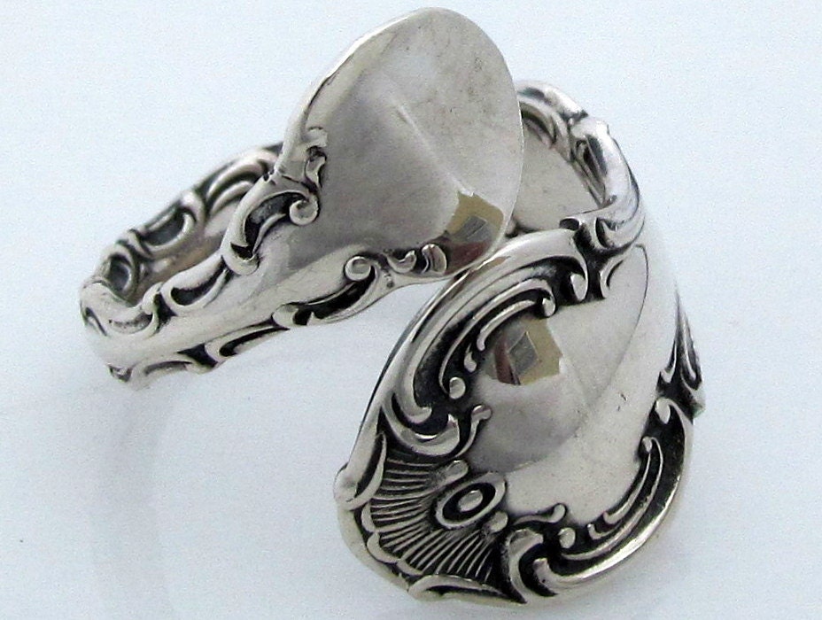 Sterling Silver Spoon Ring Size 3 - 8 Strasbourg Wrapped Adjustable Demitasse