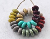 p i n o c e a n handmade lampwork Rondelle spacer beads set (32) - bead sprinkles / plain-