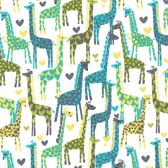 MIchael Miller Giraffe Love Lagoon Fabric, 1 yard