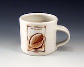 Watermelon Mug - clear (white) glaze - "Vintage Seed Packet" series