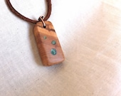 Modern Minimalist Olivewood Pendant with emerald green circles