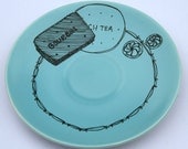 SALE 'Biscuit Anyone' Upcycled Blue Plate