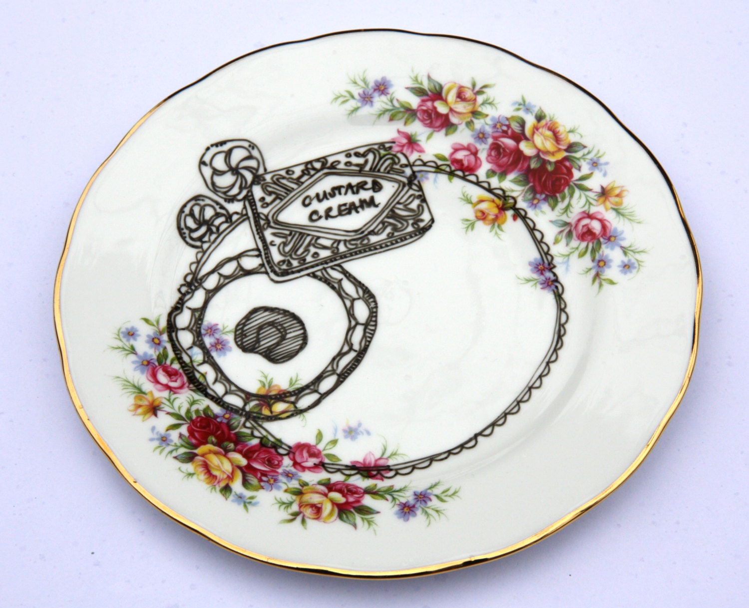 SALE 'Tempting Treats' Upcycled Floral Plate