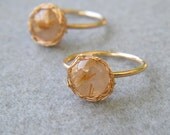 SALE 30% OFF -  Gold Rutilated Quartz Ring, Crochet Gold Filled Wire, Size  6.5, 7, Rutile Quartz Ring