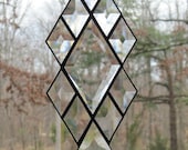 Stained Glass Suncatcher, Diamond & Triangle Bevels in Clear