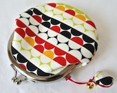 Round Coin Purse with a little shell charm- Colorful dots stripe