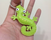 Joshua the Gecko leather keychain ( Lime Green )