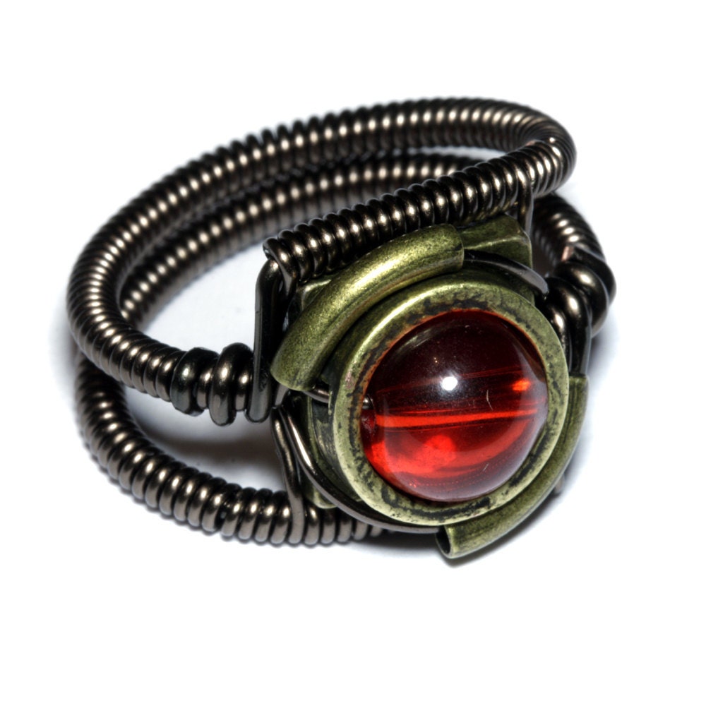 Steampunk Jewelry - Ring - Red (Custom size available - see description)