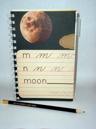 Moon Notebook, artist notebook, Handwriting, solar system journal, teacher notebook