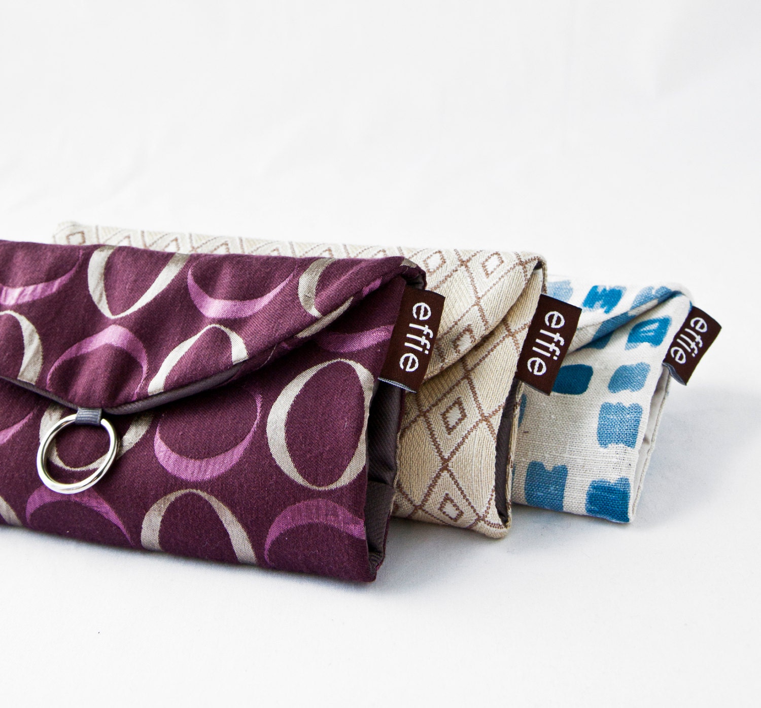 Jewelry Travel Roll Organizer Clutches for your Bridesmaids - Gift Set of 3 - Custom Fabrics/Colours