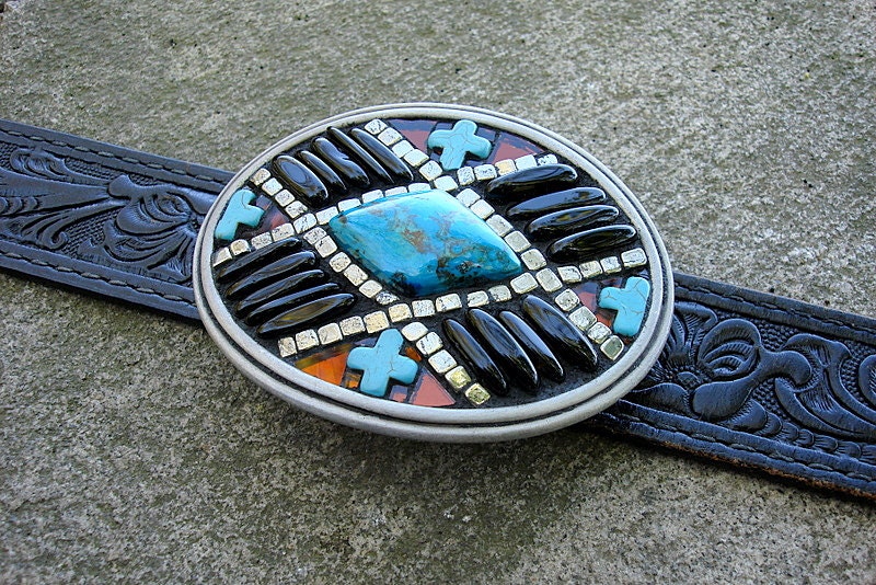 CROSSROADS -Mosaic Belt Buckle-OOAK belt buckle