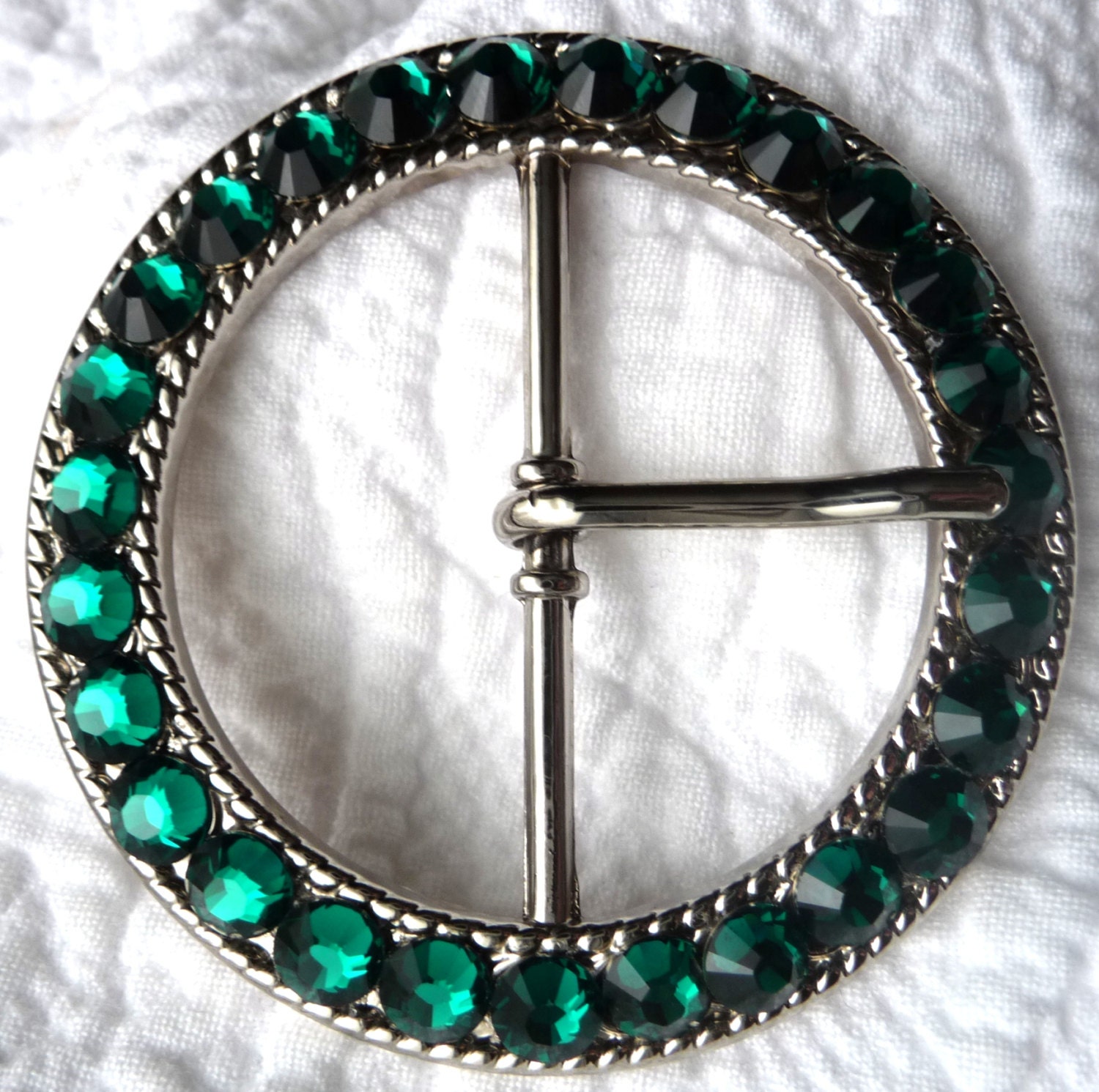 Pantone Color of the Year - Sparkly Swarovski Crystal Belt Buckle - 18 Rhinestone Picks - emerald green shown - Custom Team or Logo Colors