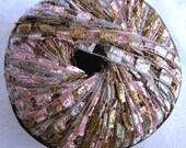 Berlini East Track II Metallic ladder ribbon yarn,  Tri color Gold,  gold pink grey sparkle trellis yarn,  114