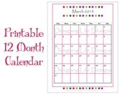 12 Month Calendar Printable Set - 2013 Calendar PDF Pages