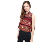 Boho tribal crop top tank Small / Medium