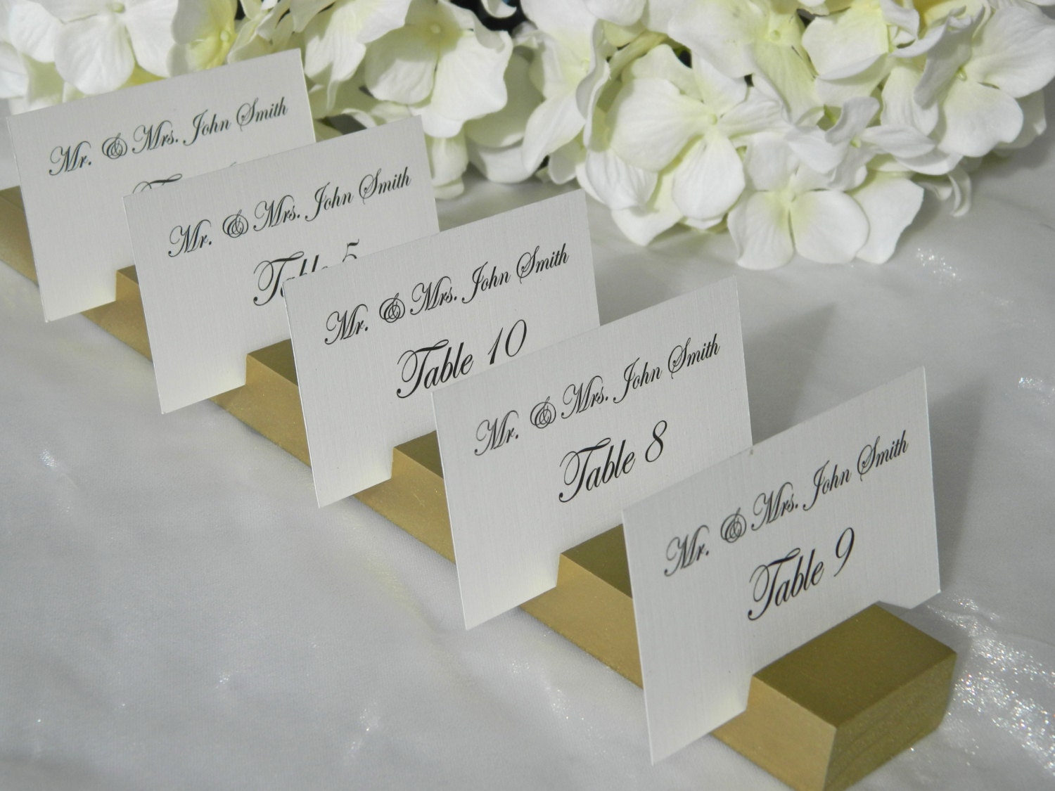 Antique Gold  Wood Plank Place Card Holder- Set of 10  (holds 100 place cards)