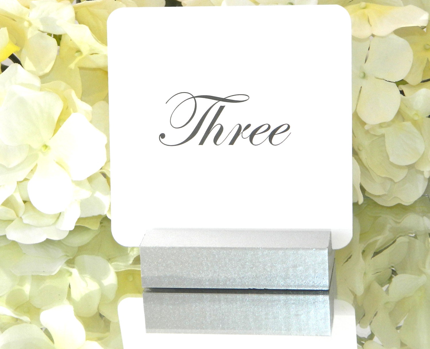 Silver wood table card holders- Set of 10