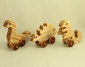 mini wooden dinosaur toy 3 pack