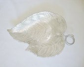 vintage aluminum metal leaf dish silver foliage