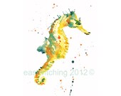 ECOBaby, SEAHORSE print, eco, animal paintings, nursery animal art, seahorse painting