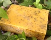 Golden Poppy Vegan Soap, with Poppy Seeds and pure essential oils, 5 to 6 oz bar