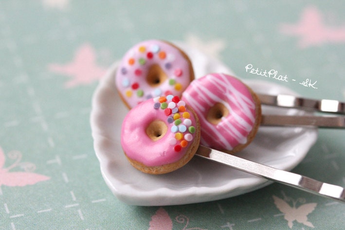 Donut Hair Pins / Bobby Pins - Love Pink, Rose, Fuchsia - Paris Collection