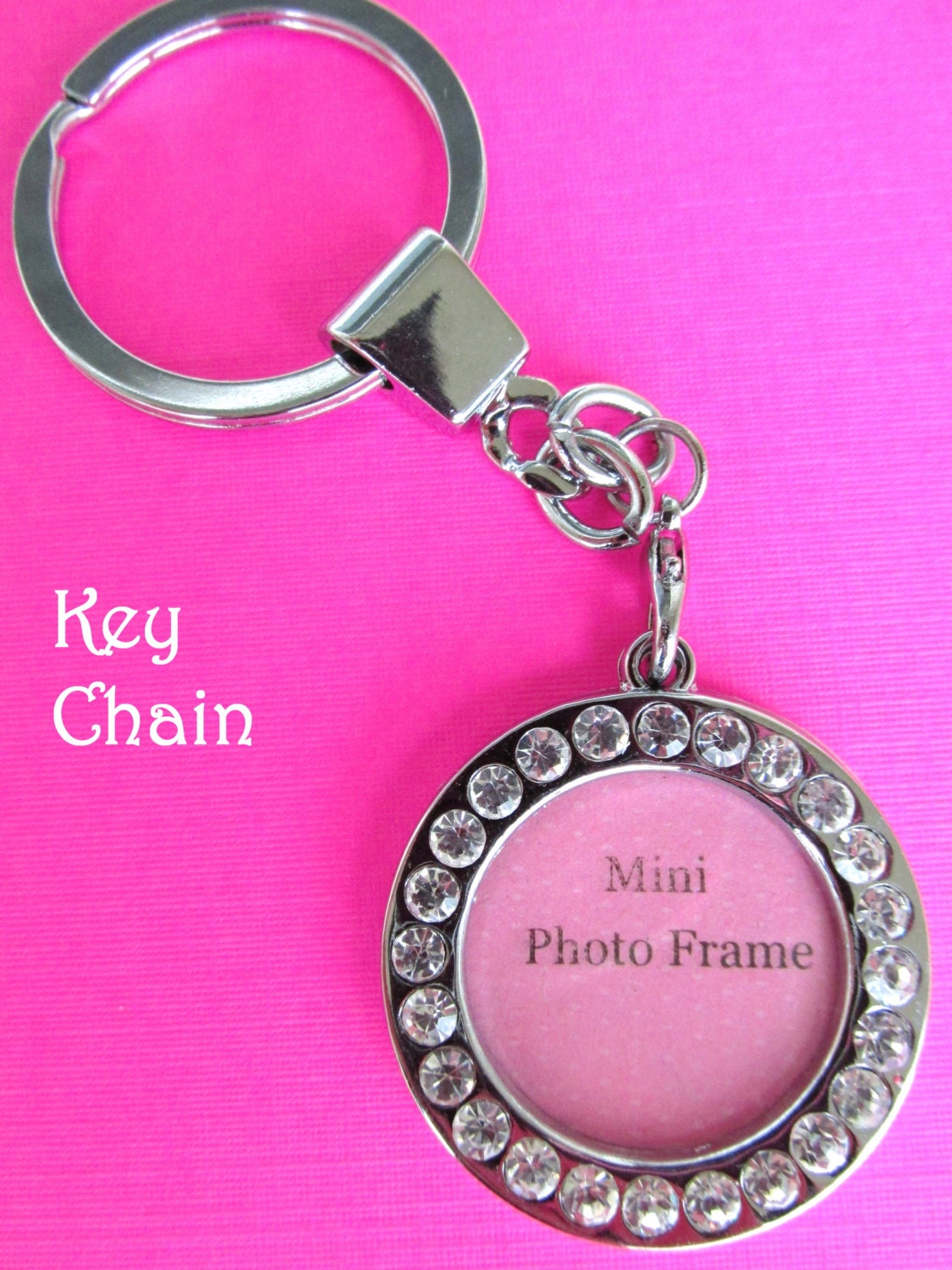 5 Round Metal Photo Key Chain Ring Fob DIY