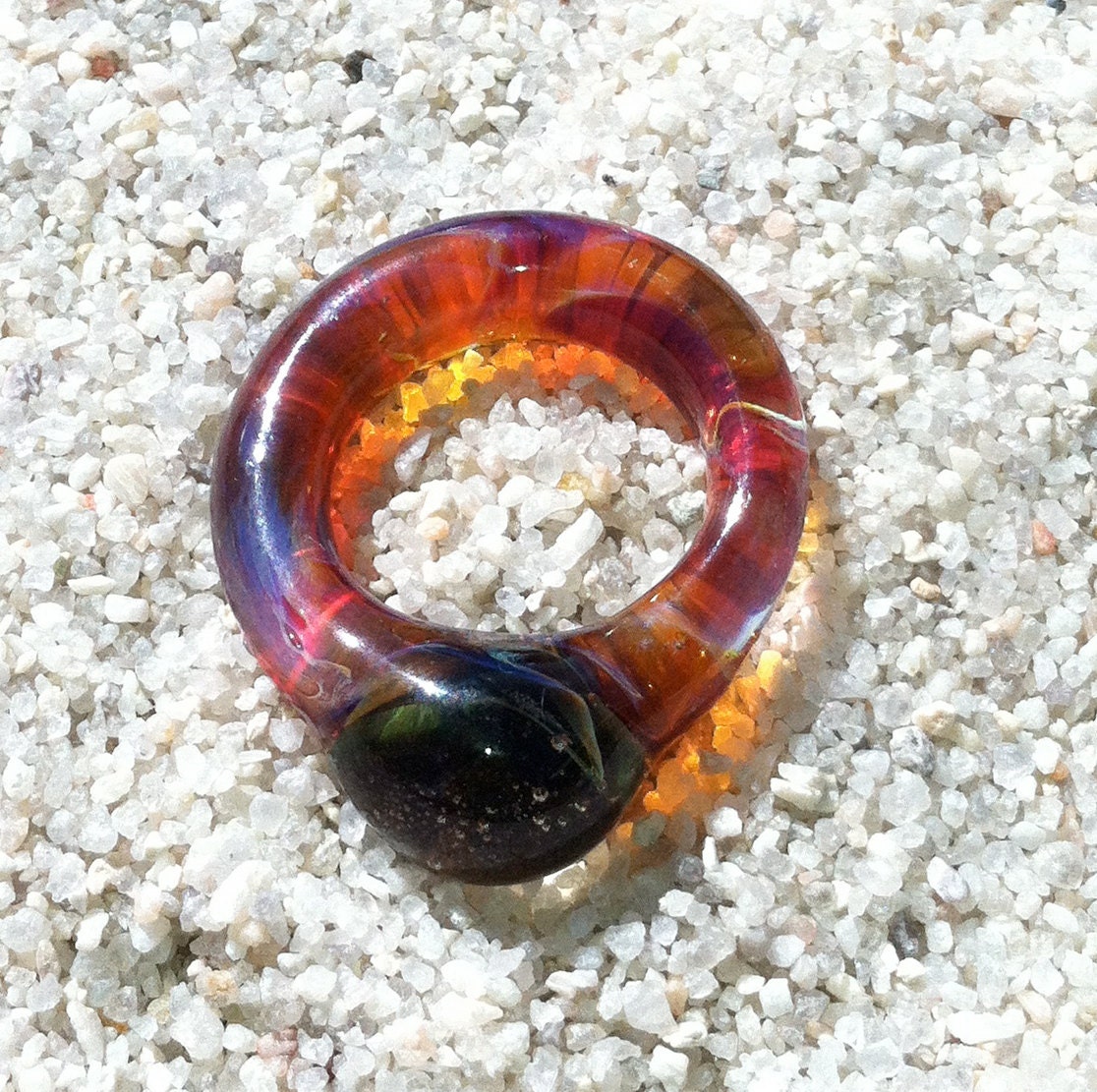 Amber Purple Glass Ring or Dread Bead Size 5