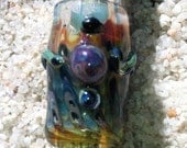 Silver Fumed Amber Purple Dread Bead