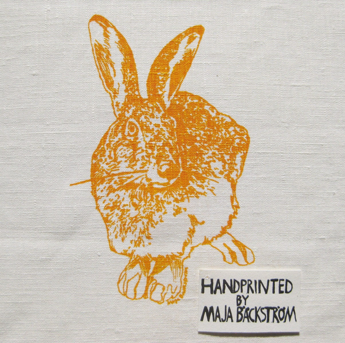 Hand screenprinted fabric piece / 18x18"