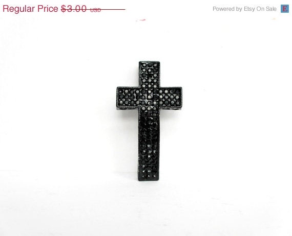 50% OFF SALE Large Black Rhinestone Cross Connector